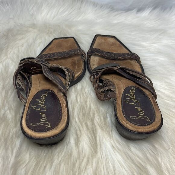 Sam Edelman Brown Woven Leather Mules Sz 7.5 - Picture 3 of 6